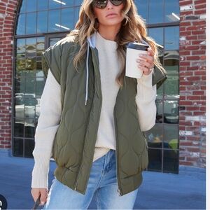 Olive Green Quilted Vest